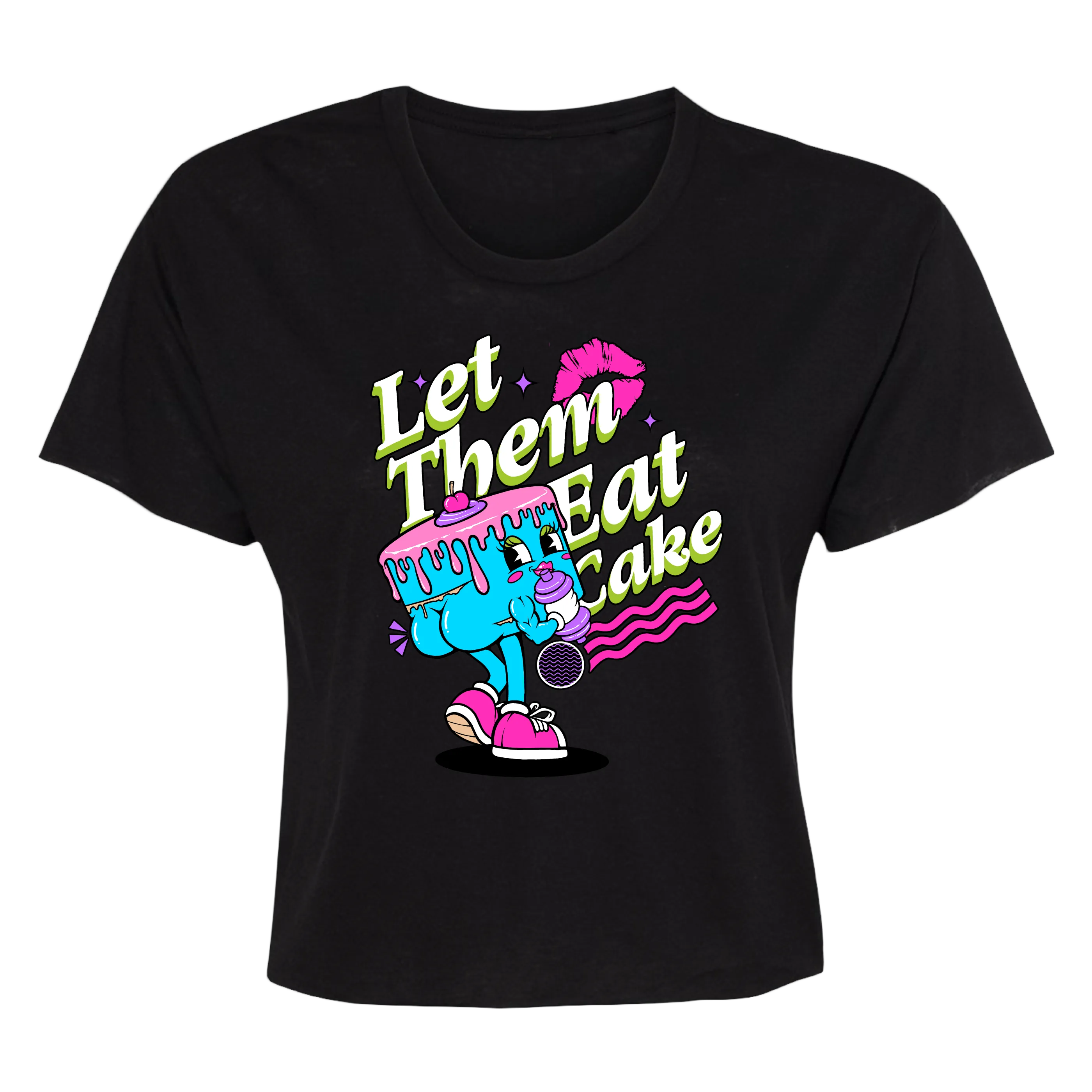 Let Them Eat Cake (Women's Black Crop Tee)