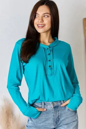 Light Teal Exposed Seam Thumbhole Long Sleeve Shirt