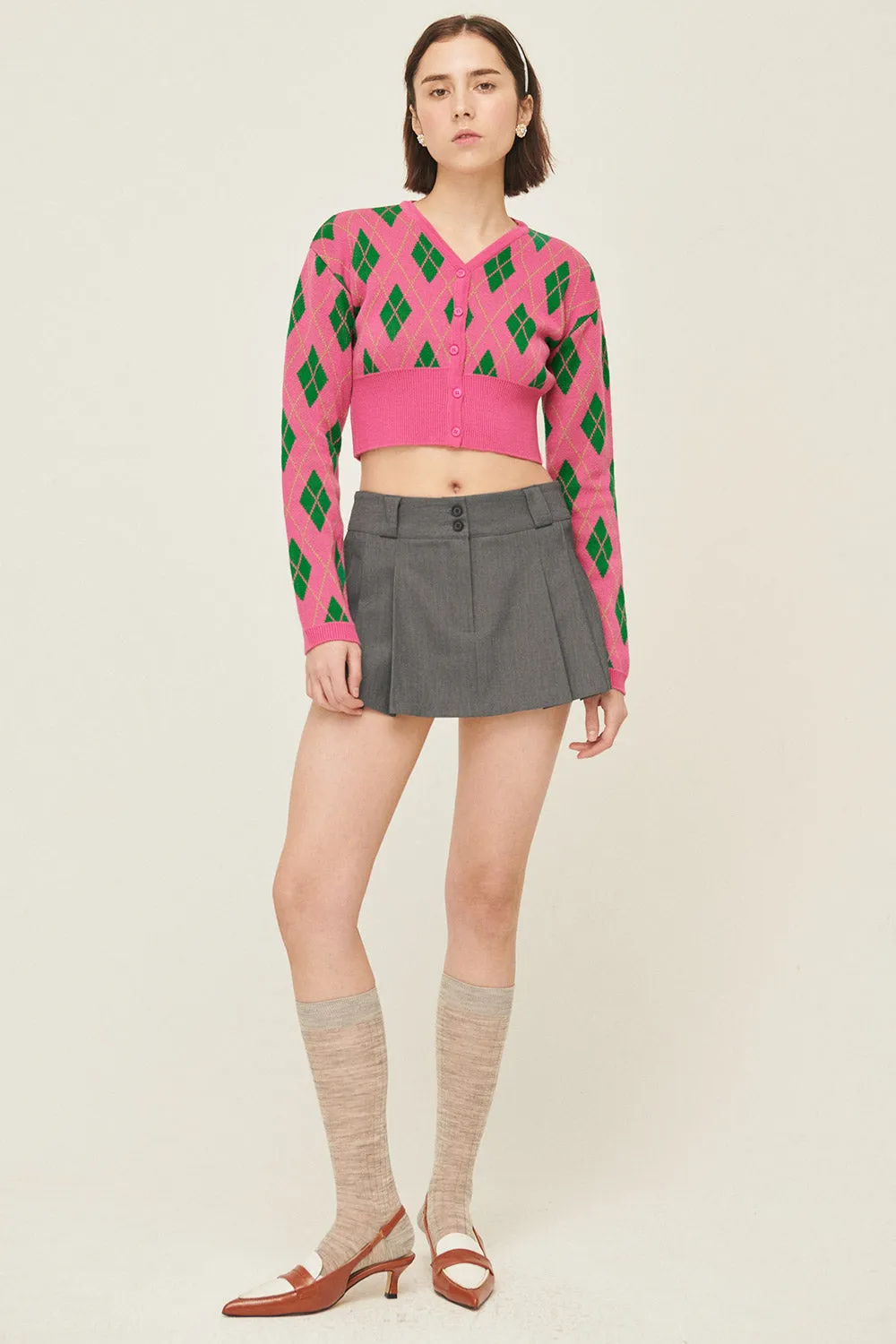 Loretta Highteen Argyle Cardigan