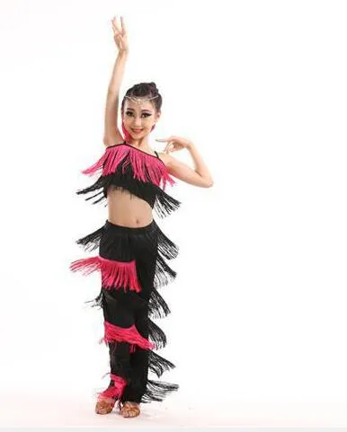 #LP222 Childs Latin Dance 2 Piece Set- Tassel Pants and Top-Ballroom-Cha Cha- Stage Costume