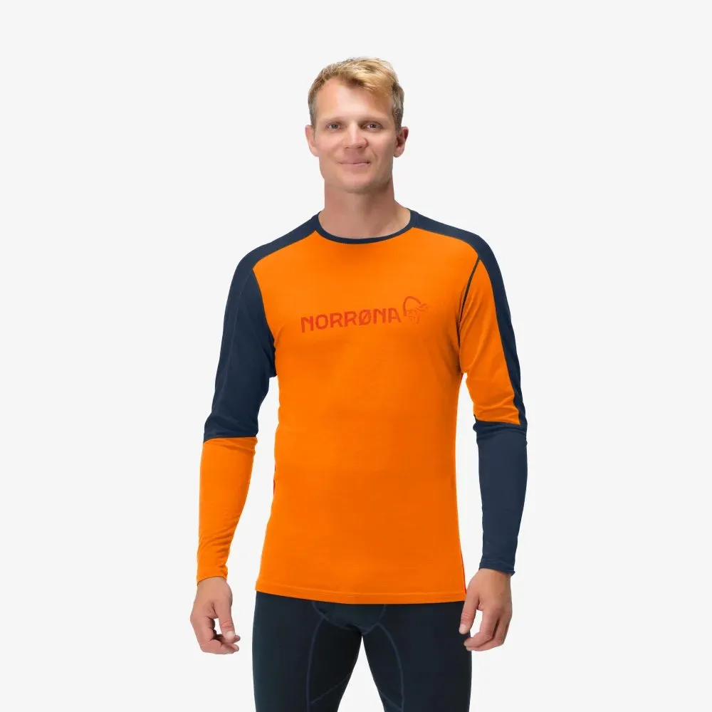 Maglia NORRONA Equaliser Merino Round Neck - Orange Popsicle/indi