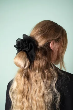 Mega Scrunchie in Black Silk Organza