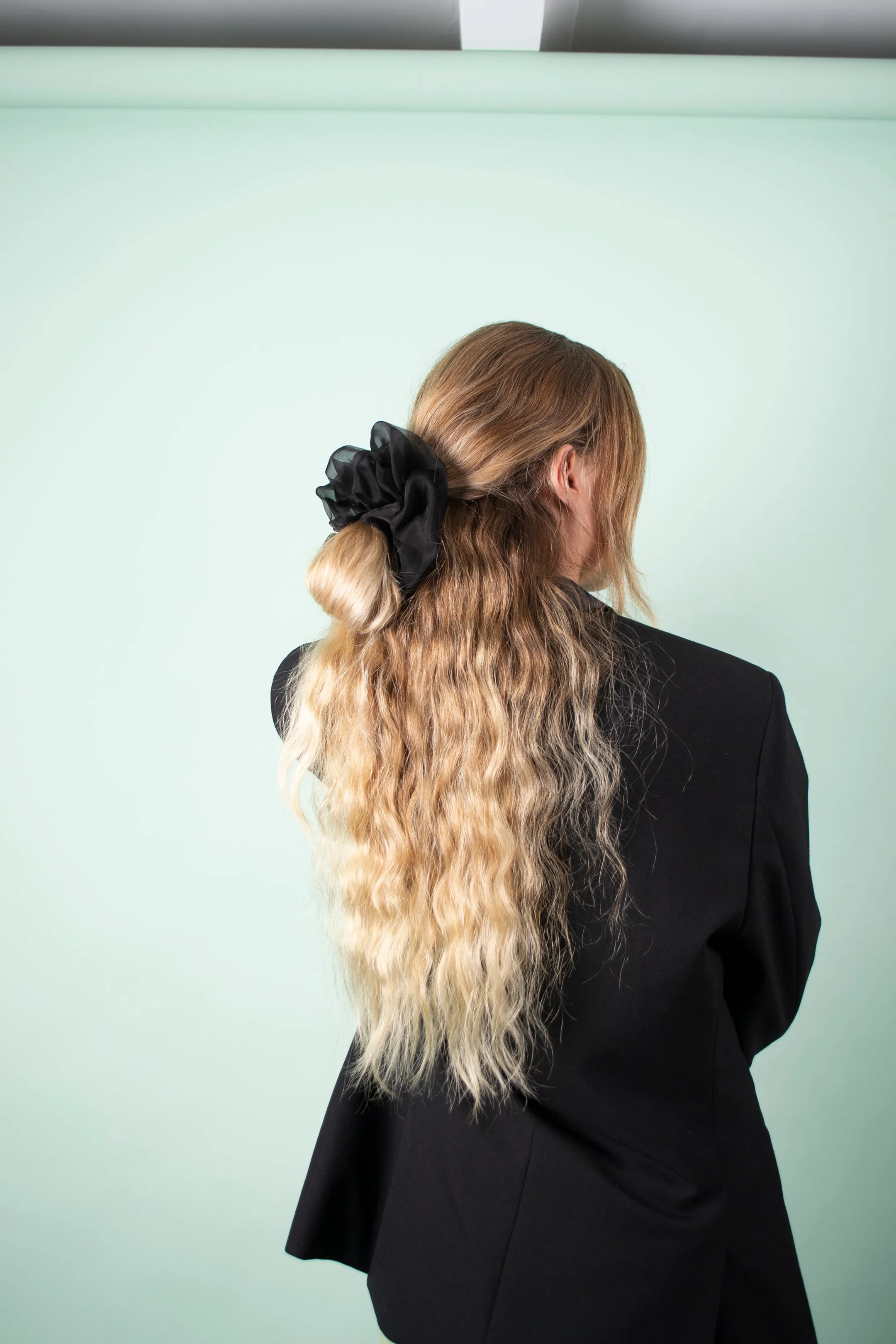 Mega Scrunchie in Black Silk Organza