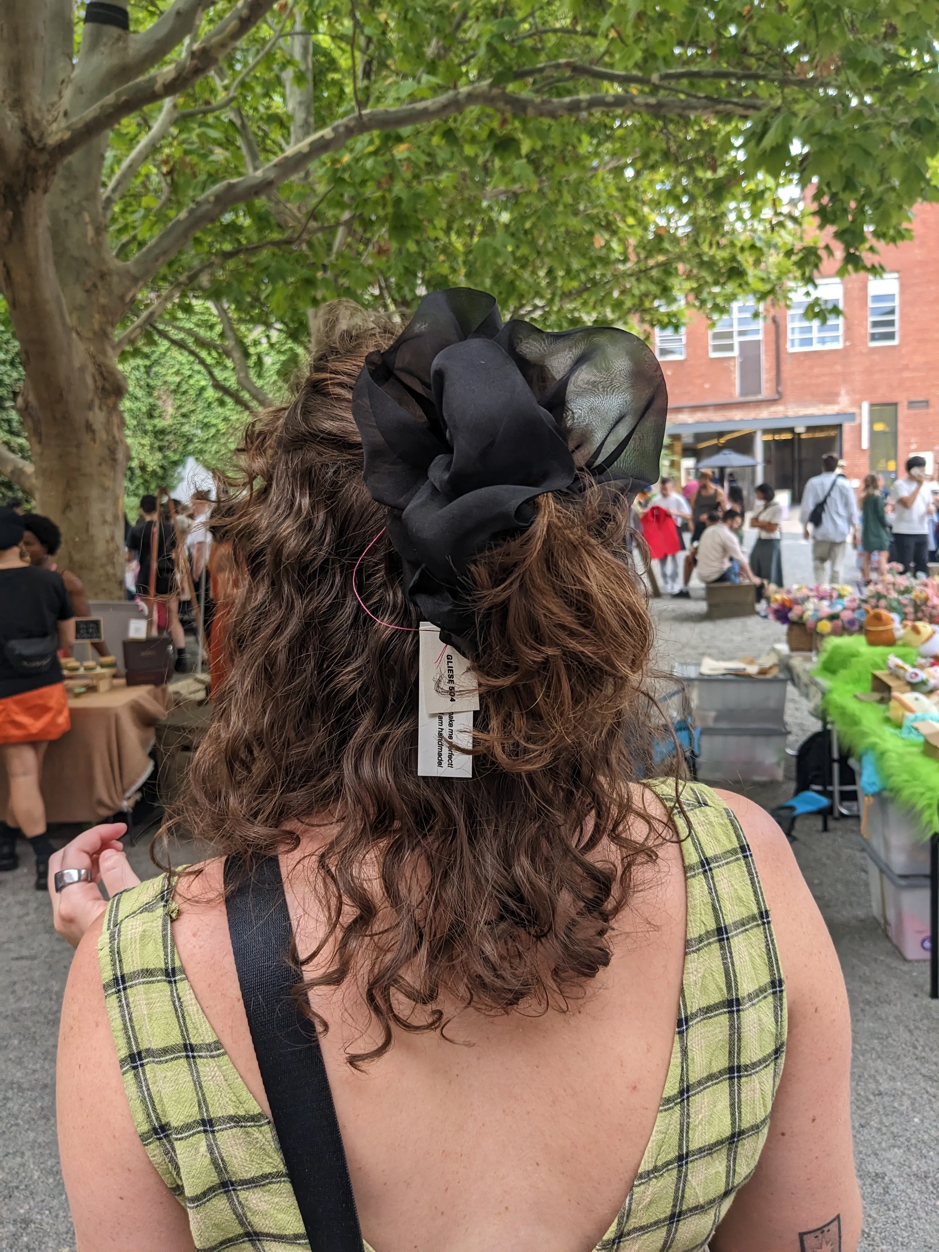 Mega Scrunchie in Black Silk Organza