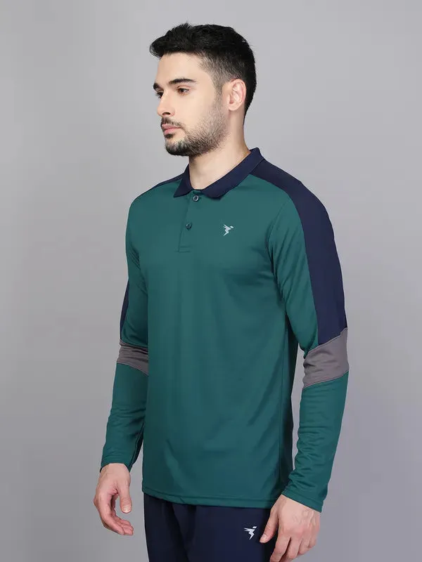 Men Colorblock Slim Fit Polo T-shirt with TECHNO COOL 