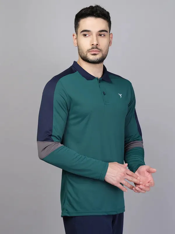 Men Colorblock Slim Fit Polo T-shirt with TECHNO COOL 