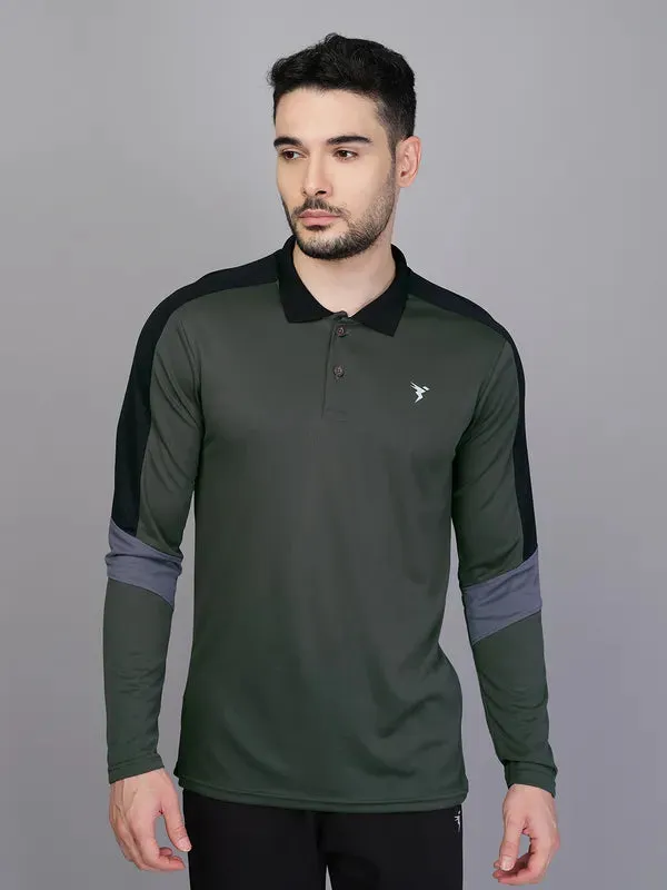 Men Colorblock Slim Fit Polo T-shirt with TECHNO COOL 