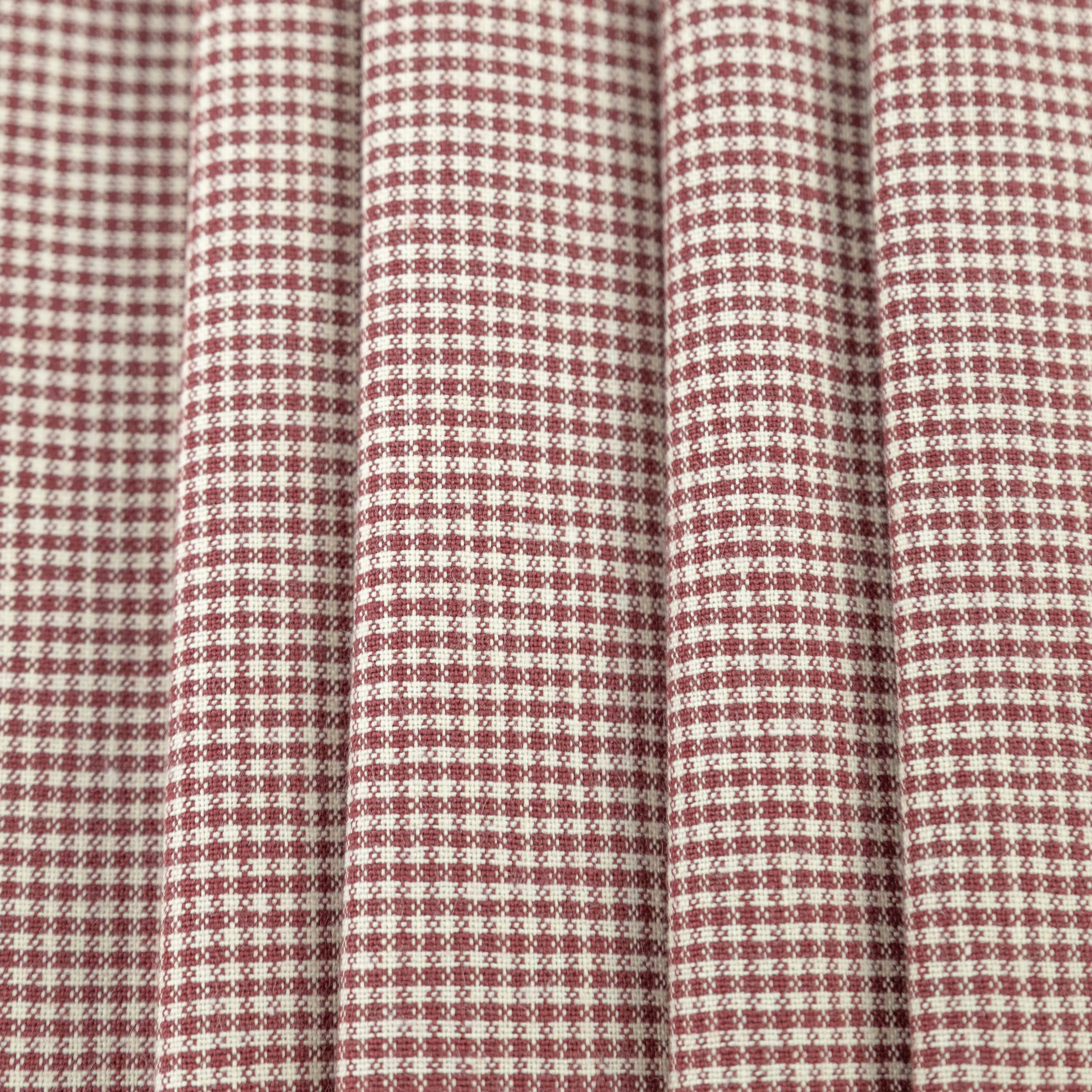 Merlot & Cream Checked Linen- $14.00 yd.