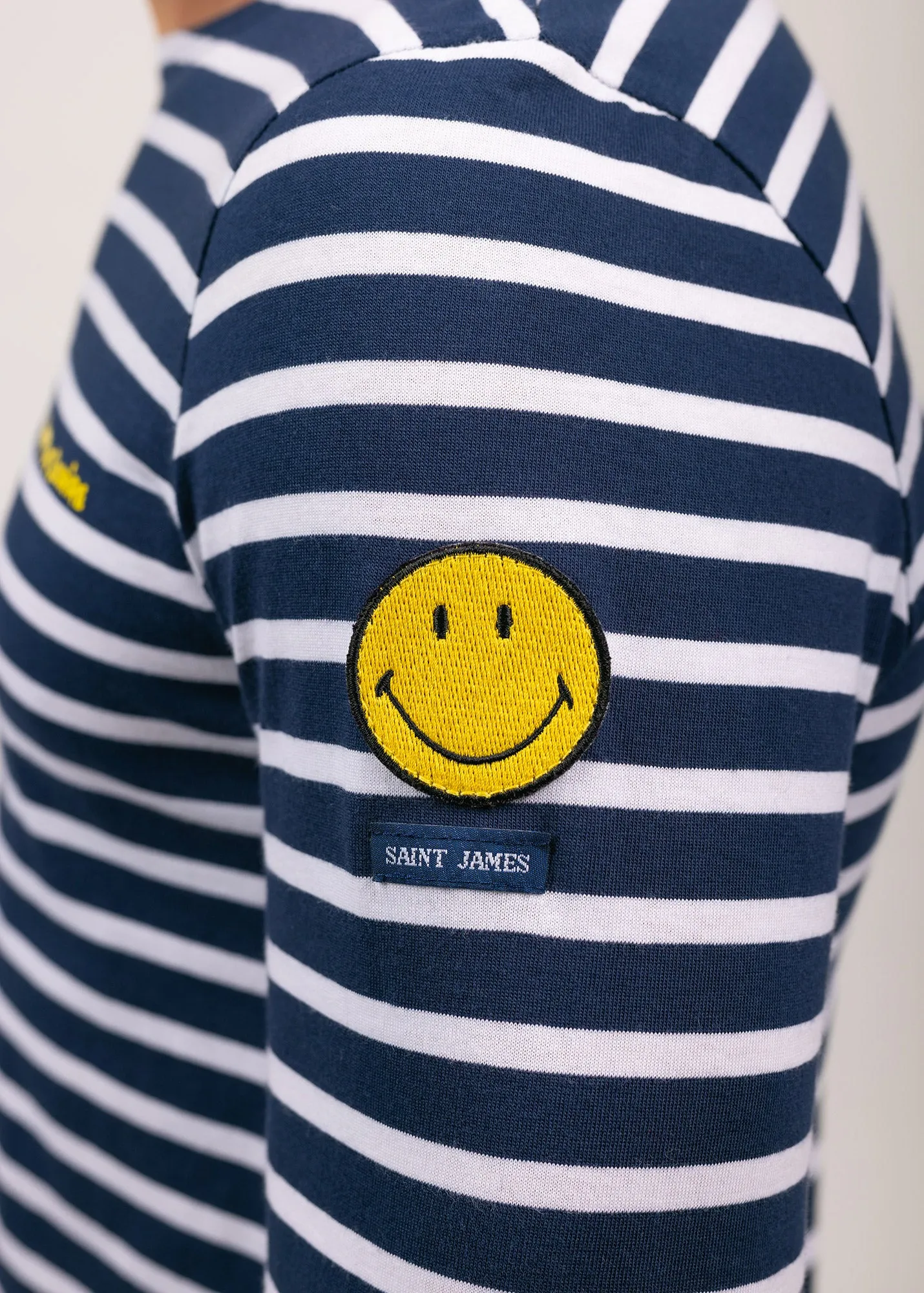 Minquiers Smiley sailor striped shirt - SAINT JAMES x Smiley (MARINE/NEIGE)