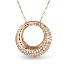 MODERN ROSE GOLD CIRCLE DIAMOND PENDANT NECKLACE, .48 CT TW