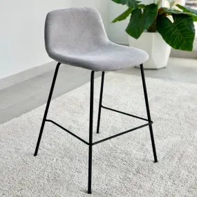 Mont Slope Gray Fabric Stool Metal Black Legs