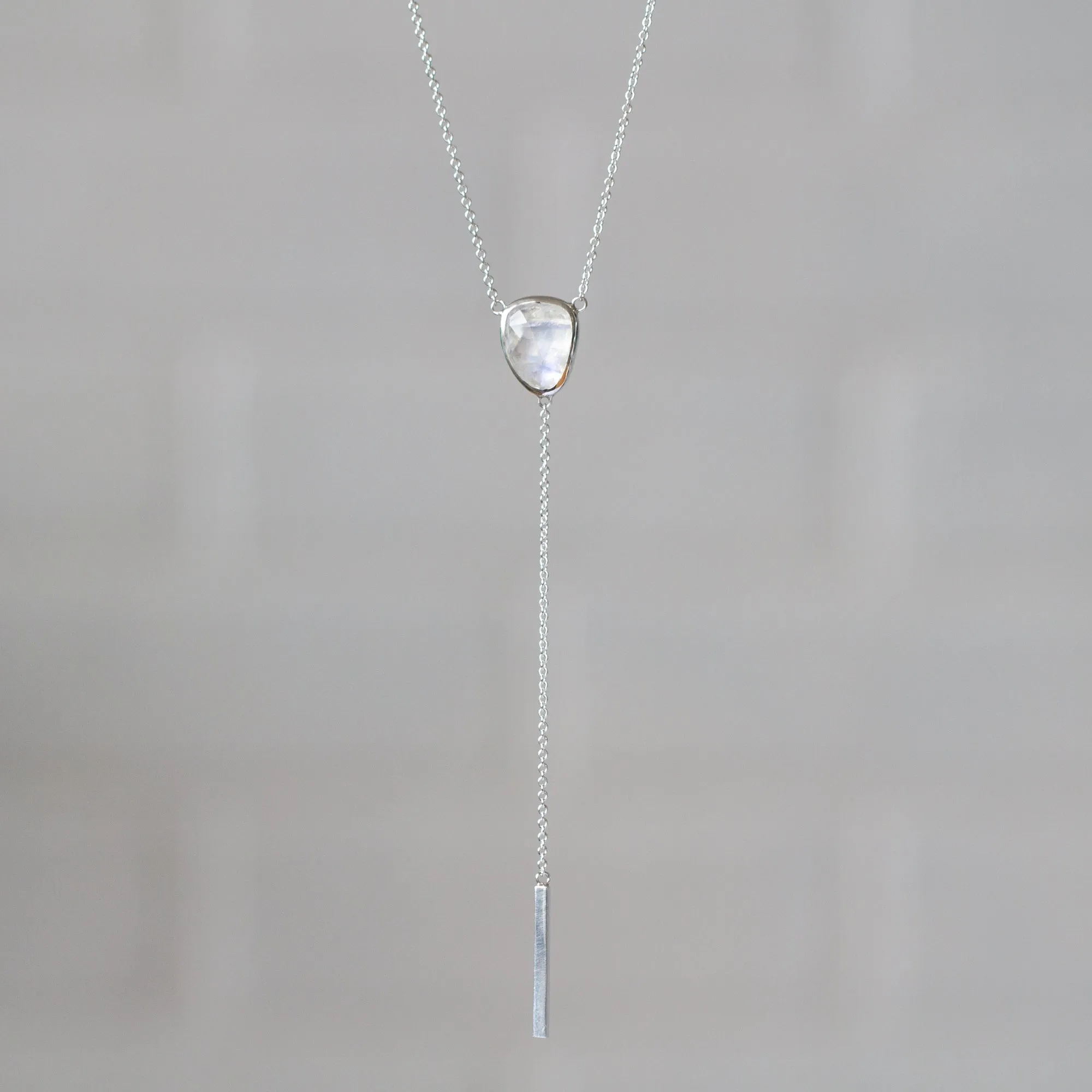 Moonstone Selene Lariat Necklace in Sterling Silver #1