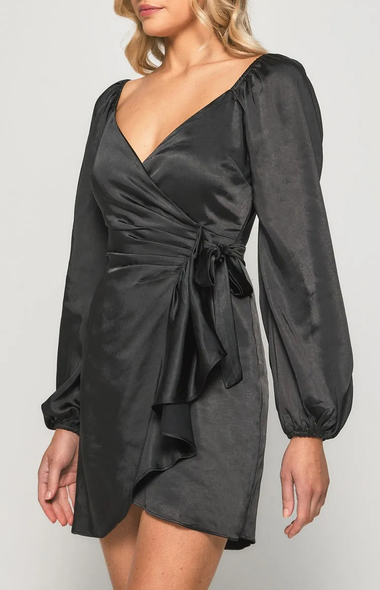 Mylie Wrap Satin Dress