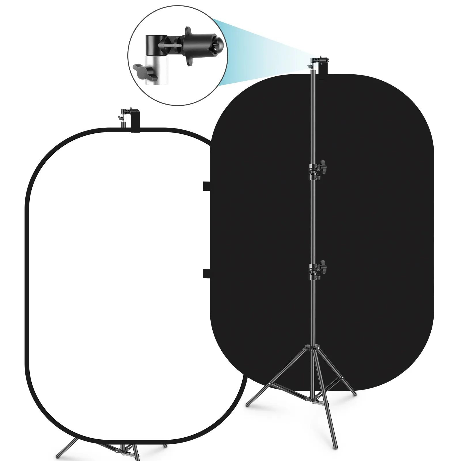 NEEWER 1.5x2M / 5x7FT 2-in-1 Collapsible Backdrop Kit (Black&White)