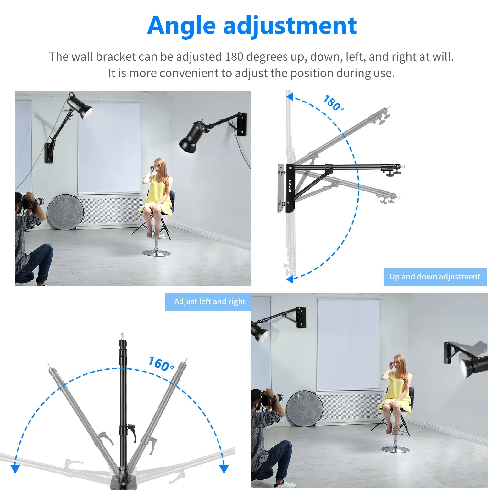 NEEWER 169cm Triangle Wall Mounting Boom Arm