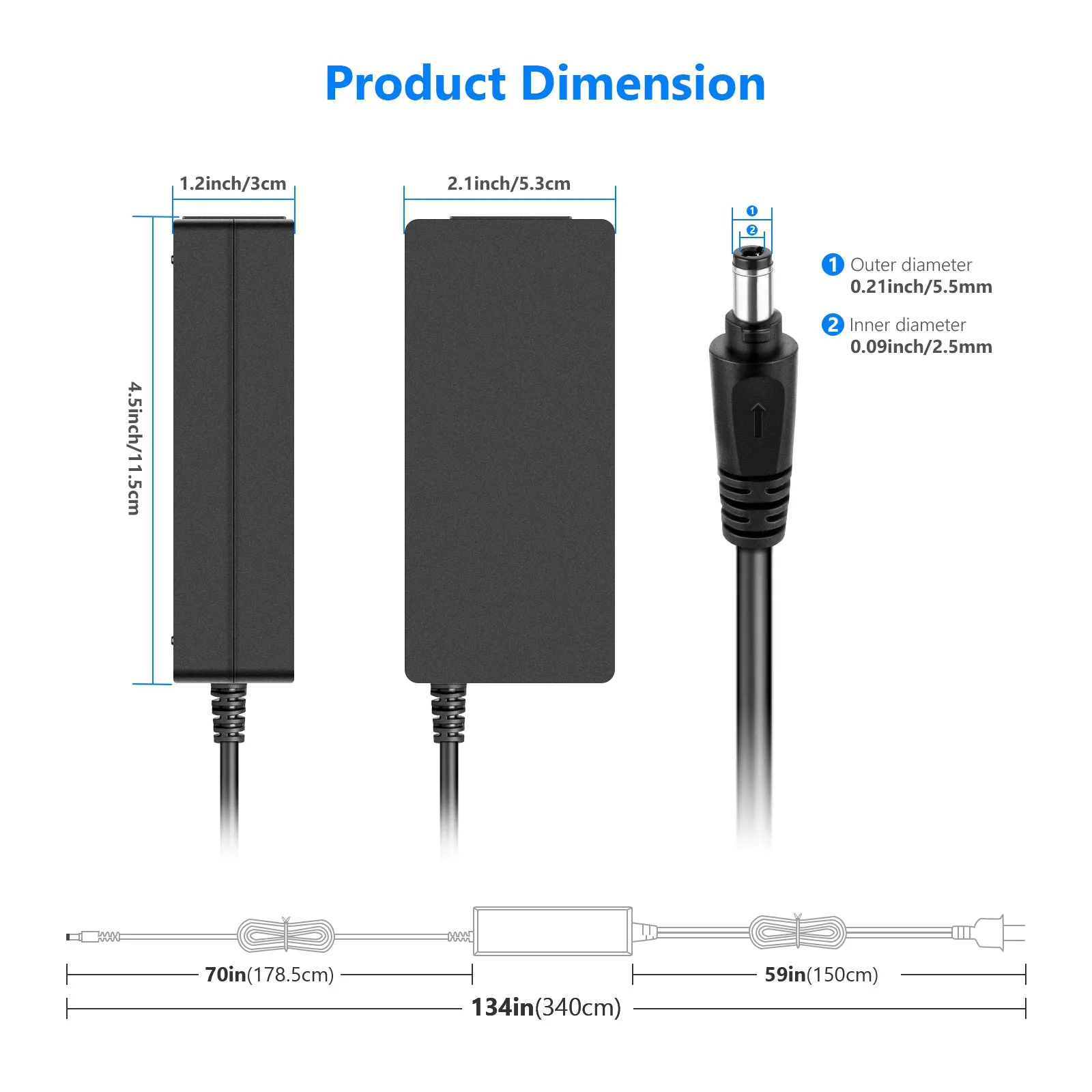 NEEWER AC 110V to DC 15V Power Adapter for Ring Light