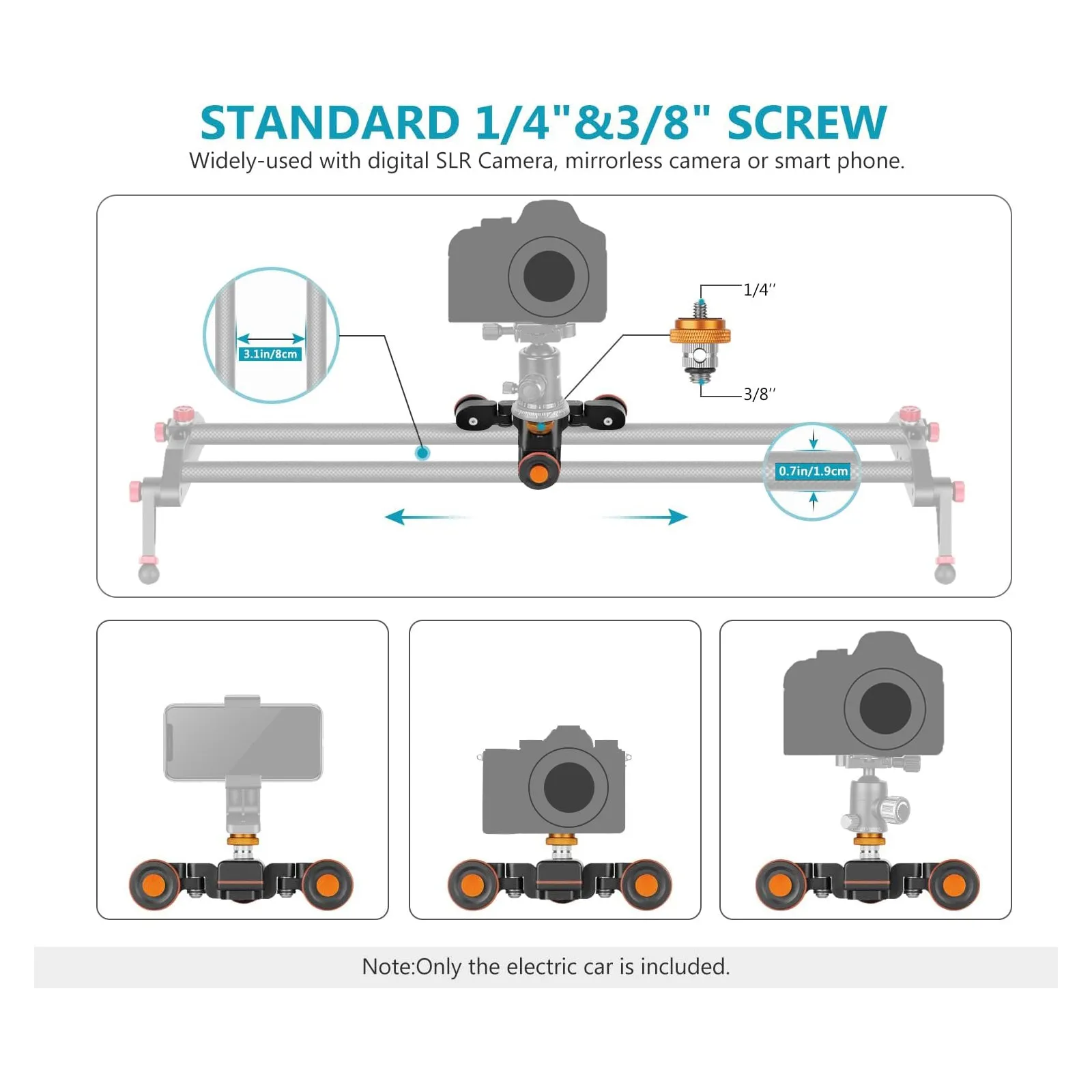 NEEWER DL100 3-Wheels 3-Speed Wireless Video Camera Dolly with Remote Control