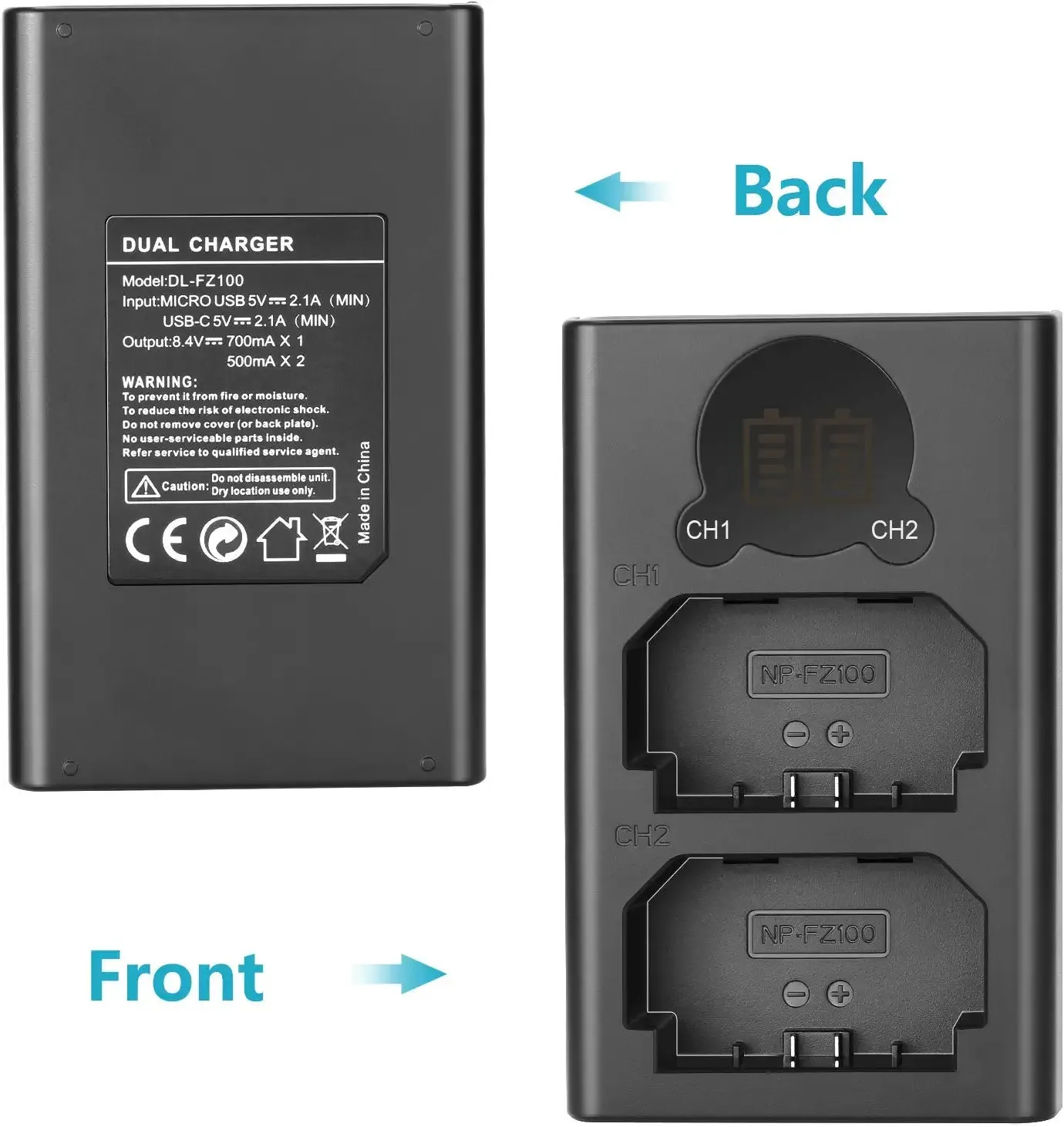 NEEWER NP-FZ100 Sony Replacement Battery Charger Set