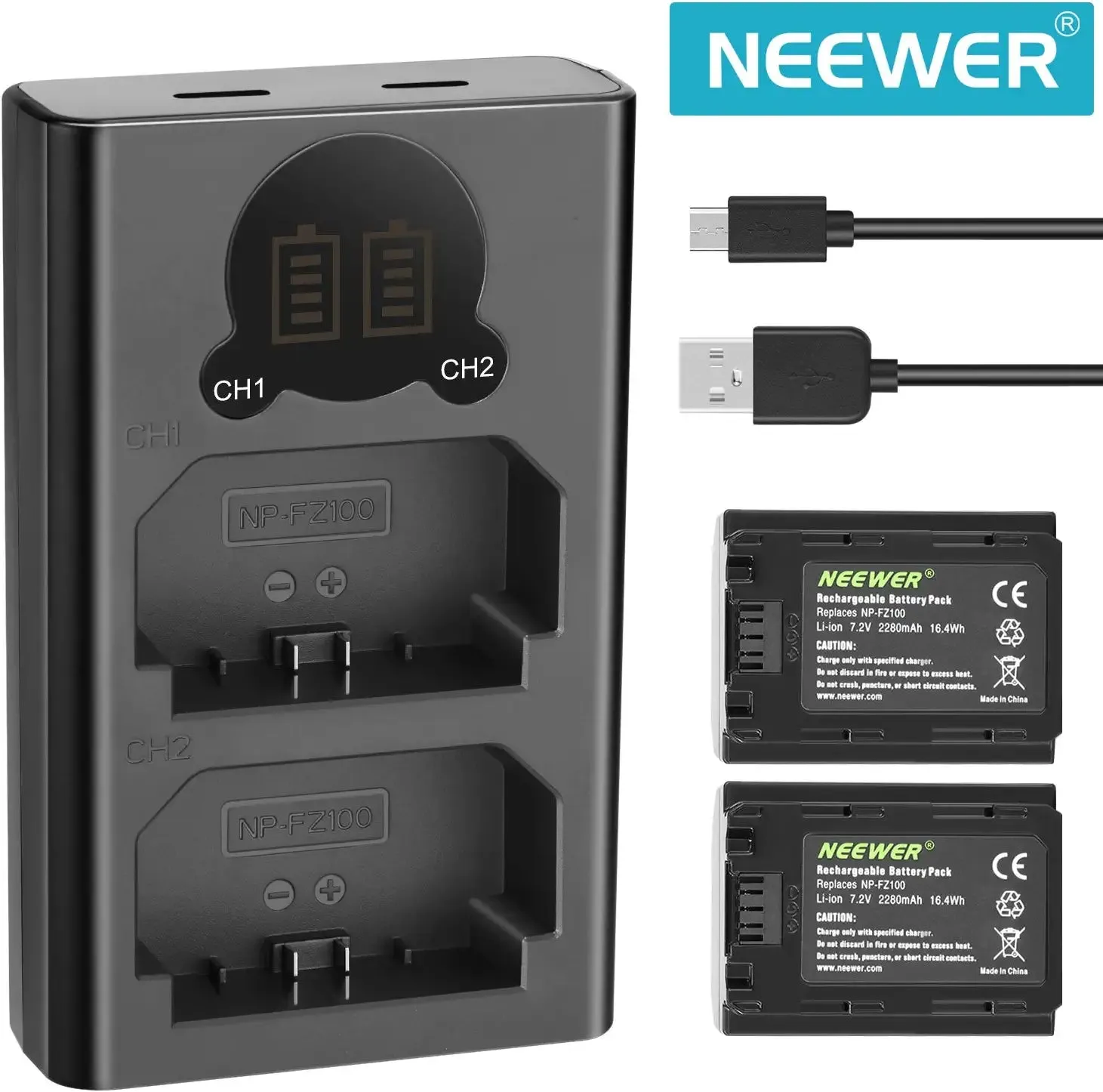 NEEWER NP-FZ100 Sony Replacement Battery Charger Set