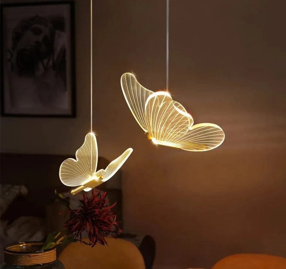 Nordic Golden Butterfly LED Pendant Lights: Elegant Chandelier Lighting for Living Room or Bedroom