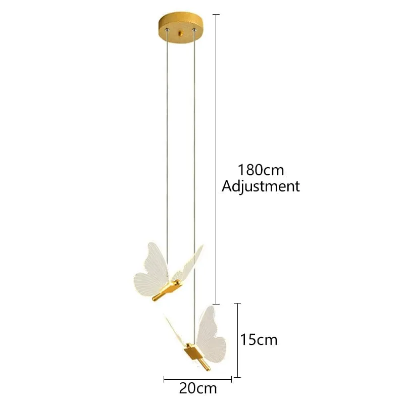 Nordic Golden Butterfly LED Pendant Lights: Elegant Chandelier Lighting for Living Room or Bedroom