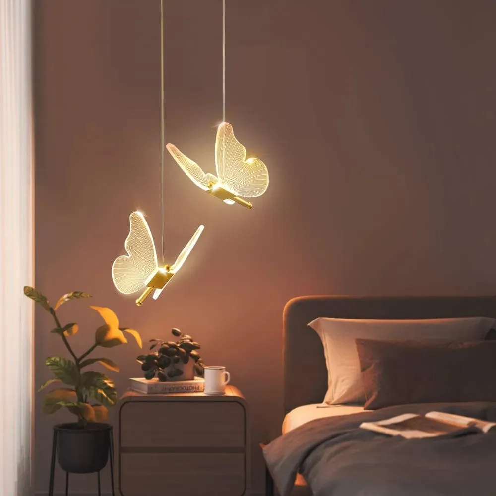 Nordic Golden Butterfly LED Pendant Lights: Elegant Chandelier Lighting for Living Room or Bedroom