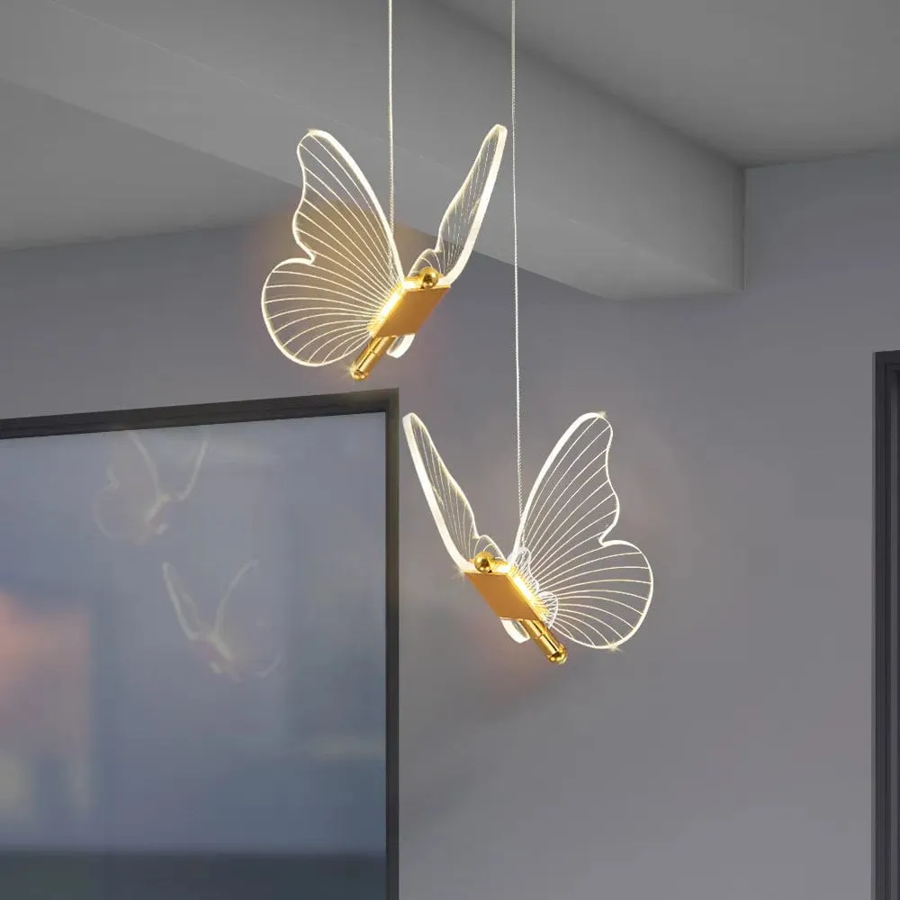 Nordic Golden Butterfly LED Pendant Lights: Elegant Chandelier Lighting for Living Room or Bedroom