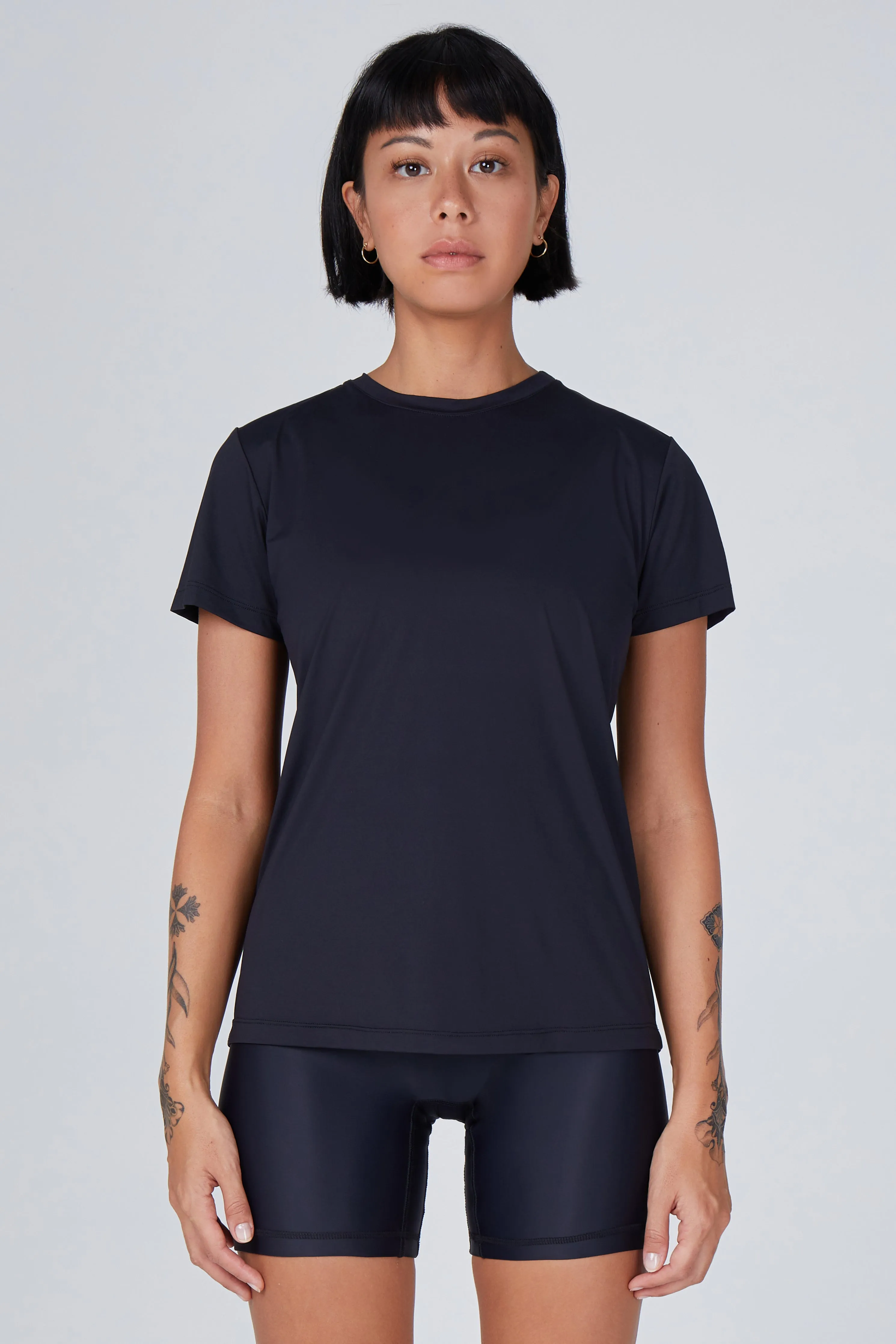 Nova Ultra Lightweight Crew Neck Tee | Recycled Nylon | Black