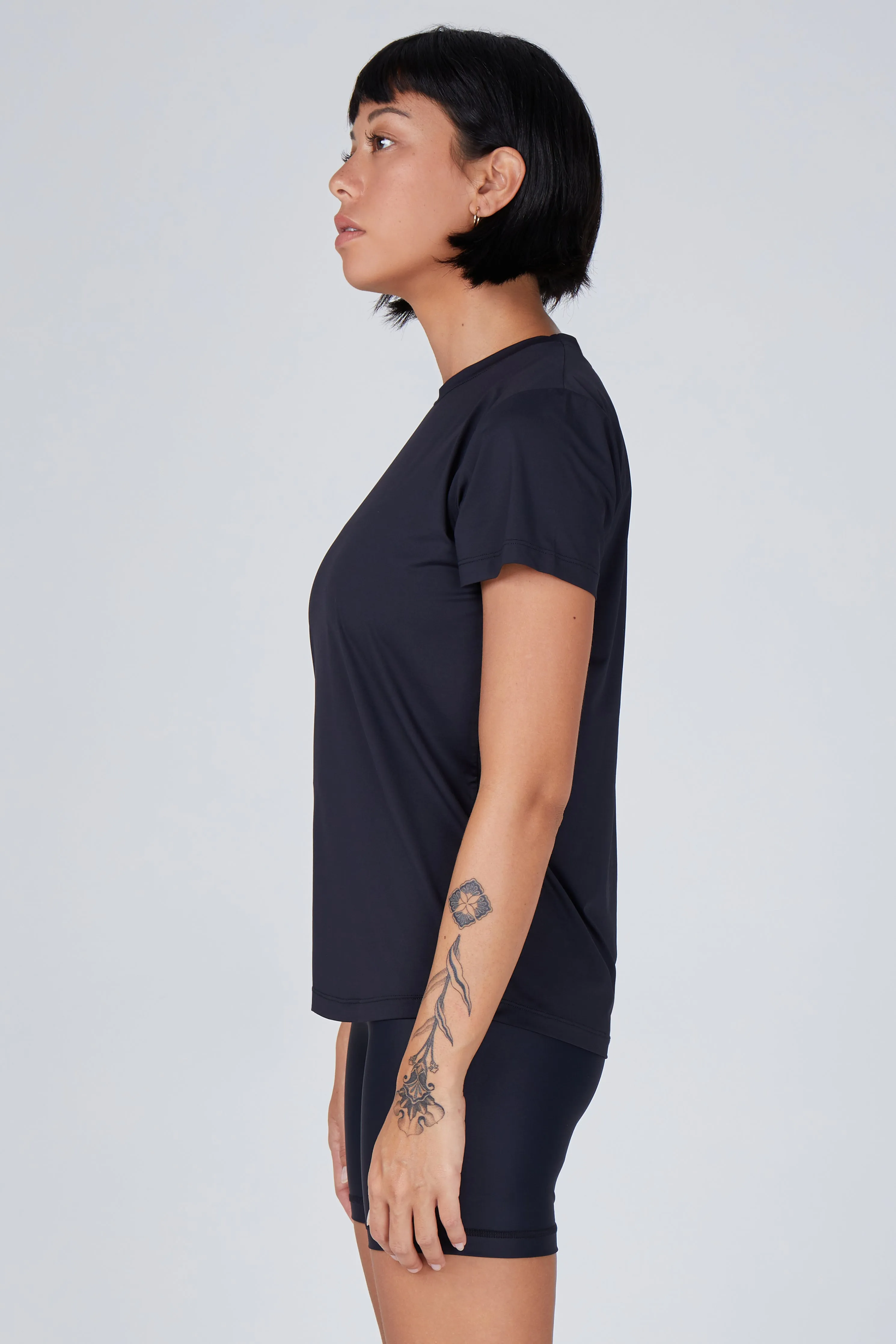 Nova Ultra Lightweight Crew Neck Tee | Recycled Nylon | Black