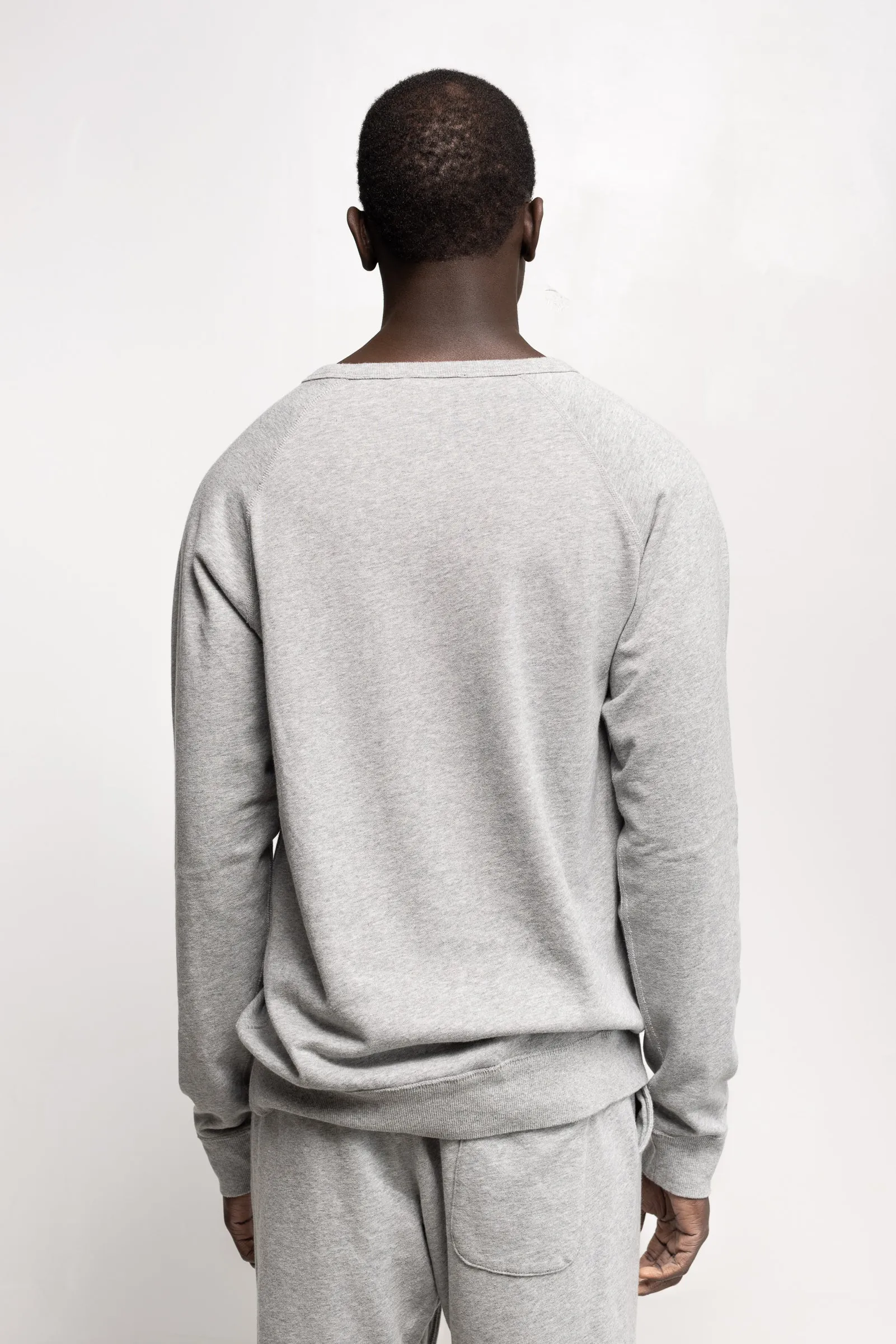 NS2117A-3 250g French Terry Long Sleeve Crew in Melange Grey