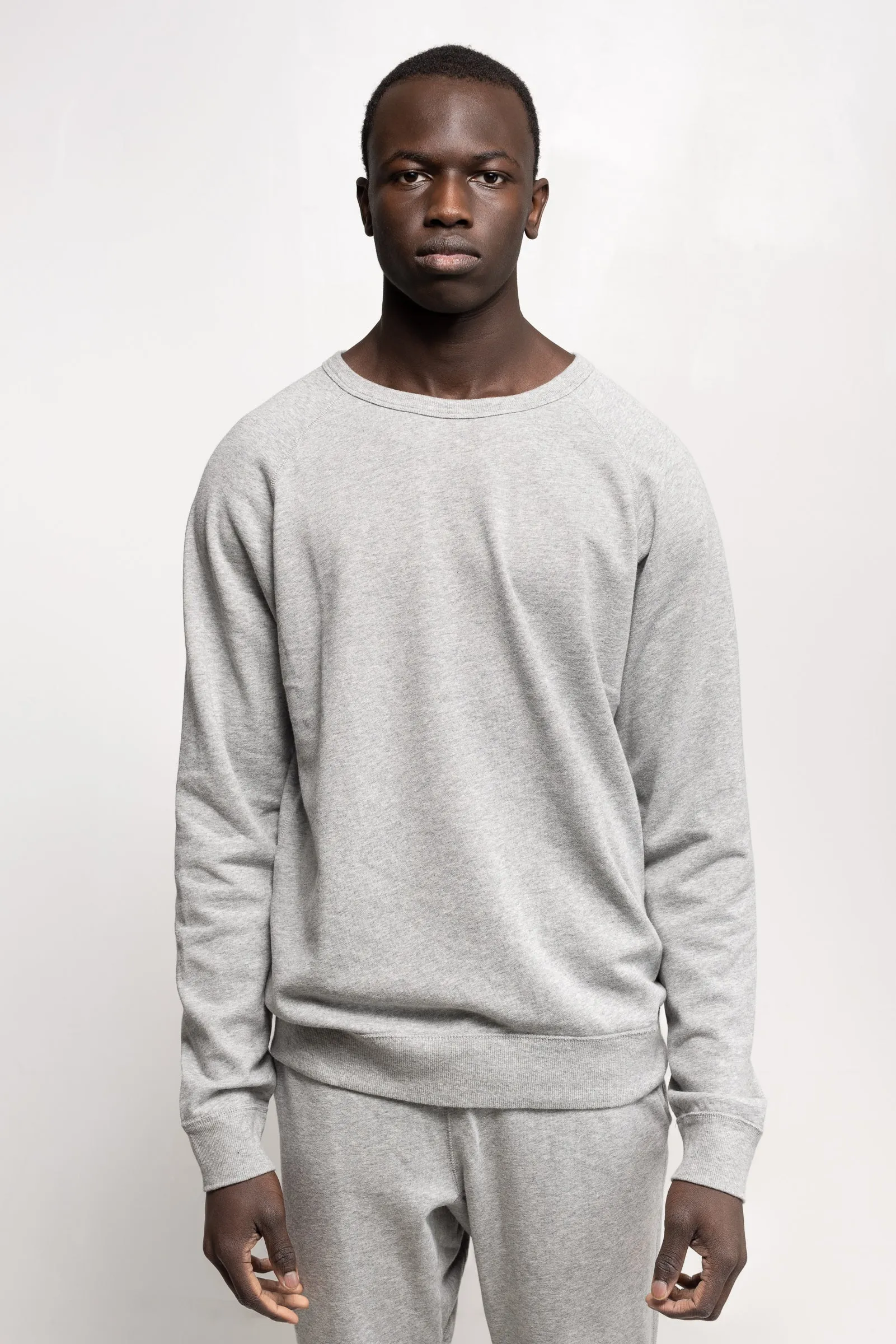 NS2117A-3 250g French Terry Long Sleeve Crew in Melange Grey