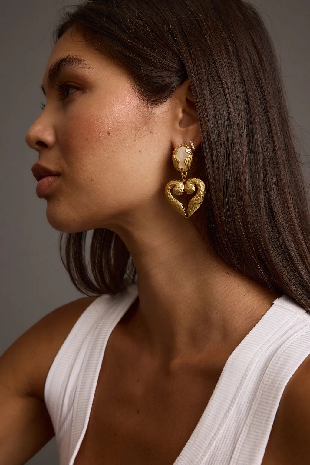 Nyla Vintage Gold Heart Earrings