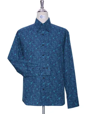 Paisley Shirt | 60s Style Navy Blue Paisley Men Shirt