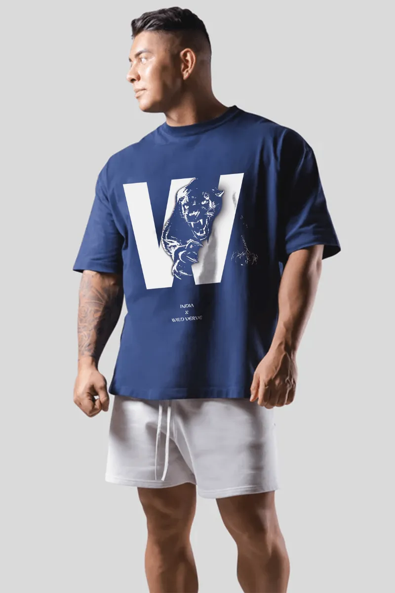 PANTHER W OVERSIZED T-SHIRT (NAVY BLUE)