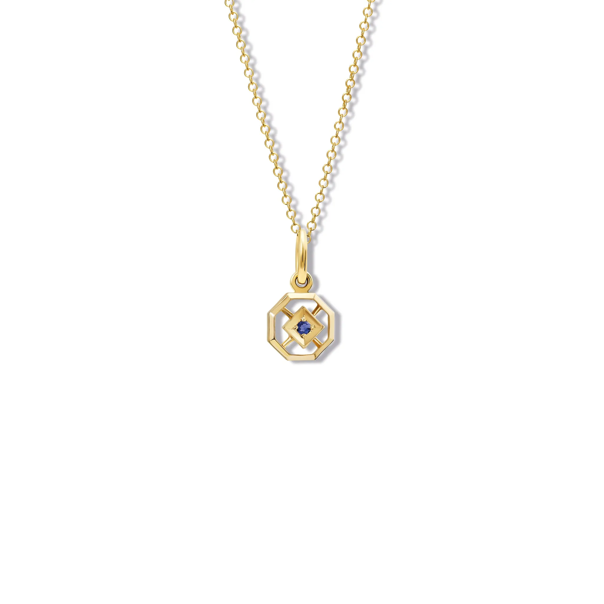 Parquet Small Necklace Pendant Yellow Gold - Sapphire