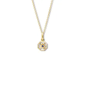 Parquet Small Necklace Pendant Yellow Gold - Sapphire