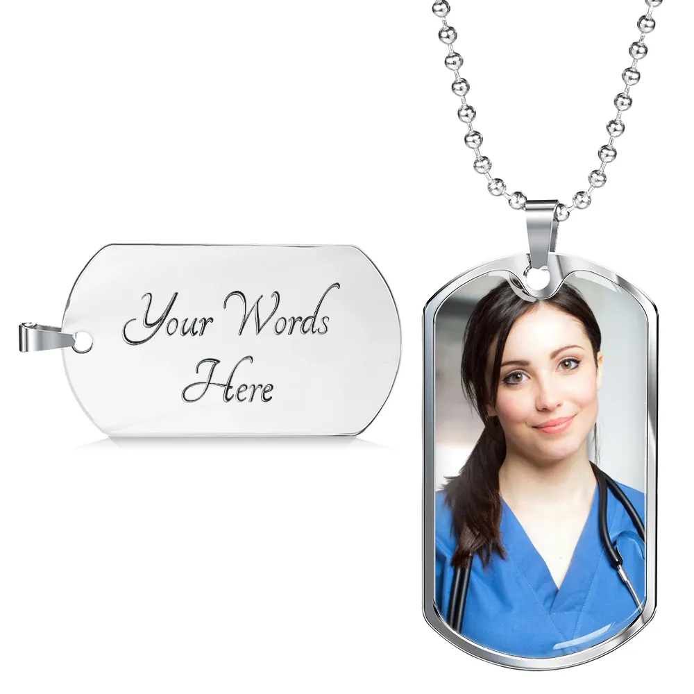 Personalized Dog Tag Necklace-Engraved Necklace With Photo