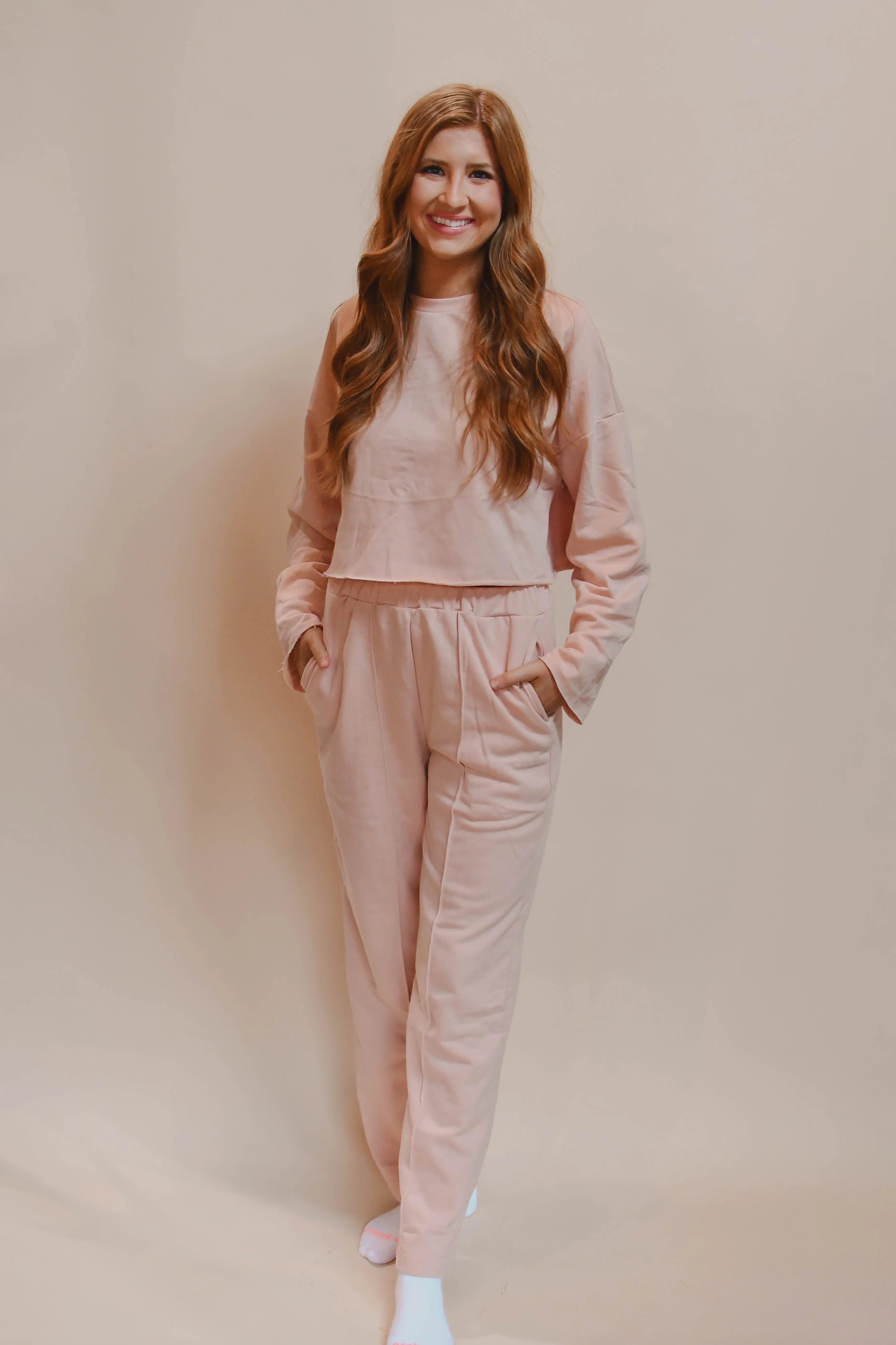 pink wide leg pant set