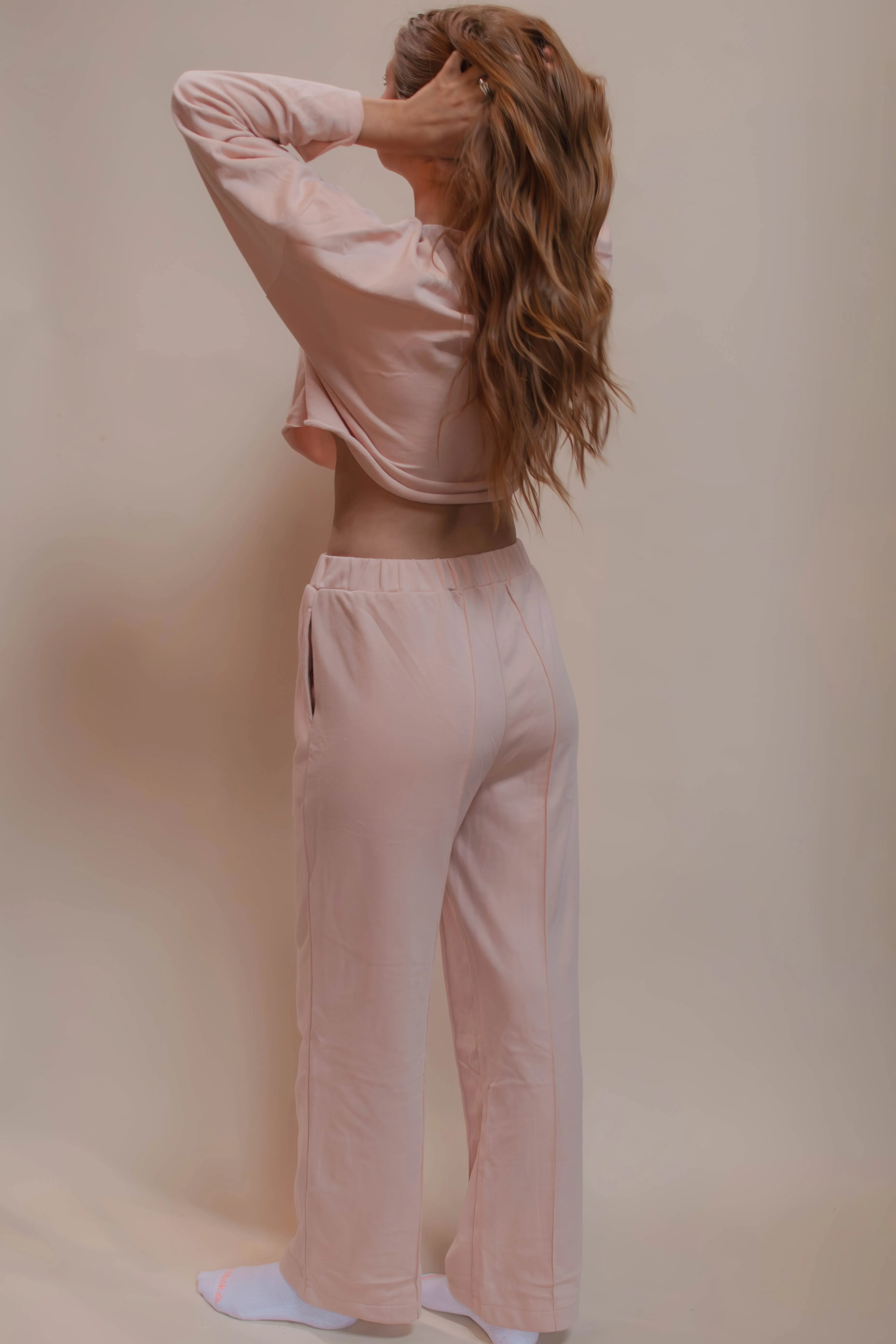 pink wide leg pant set