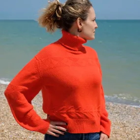 Pure Wool Polo neck jumper in Orange