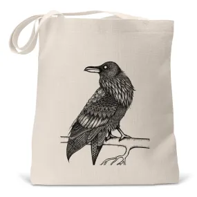 "Space Raven" (Black/White Version) - Small/Large Linen Tote