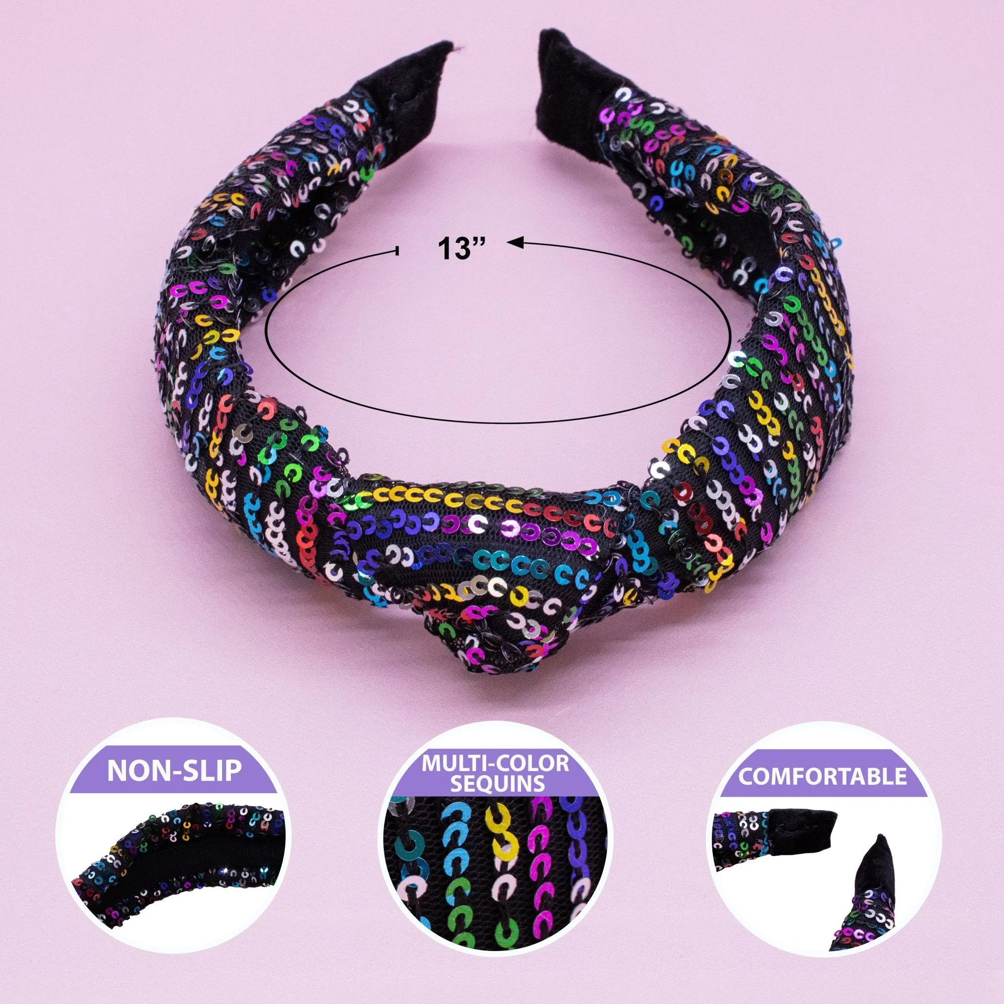 Rainbow Confetti Sequin Knot Headband