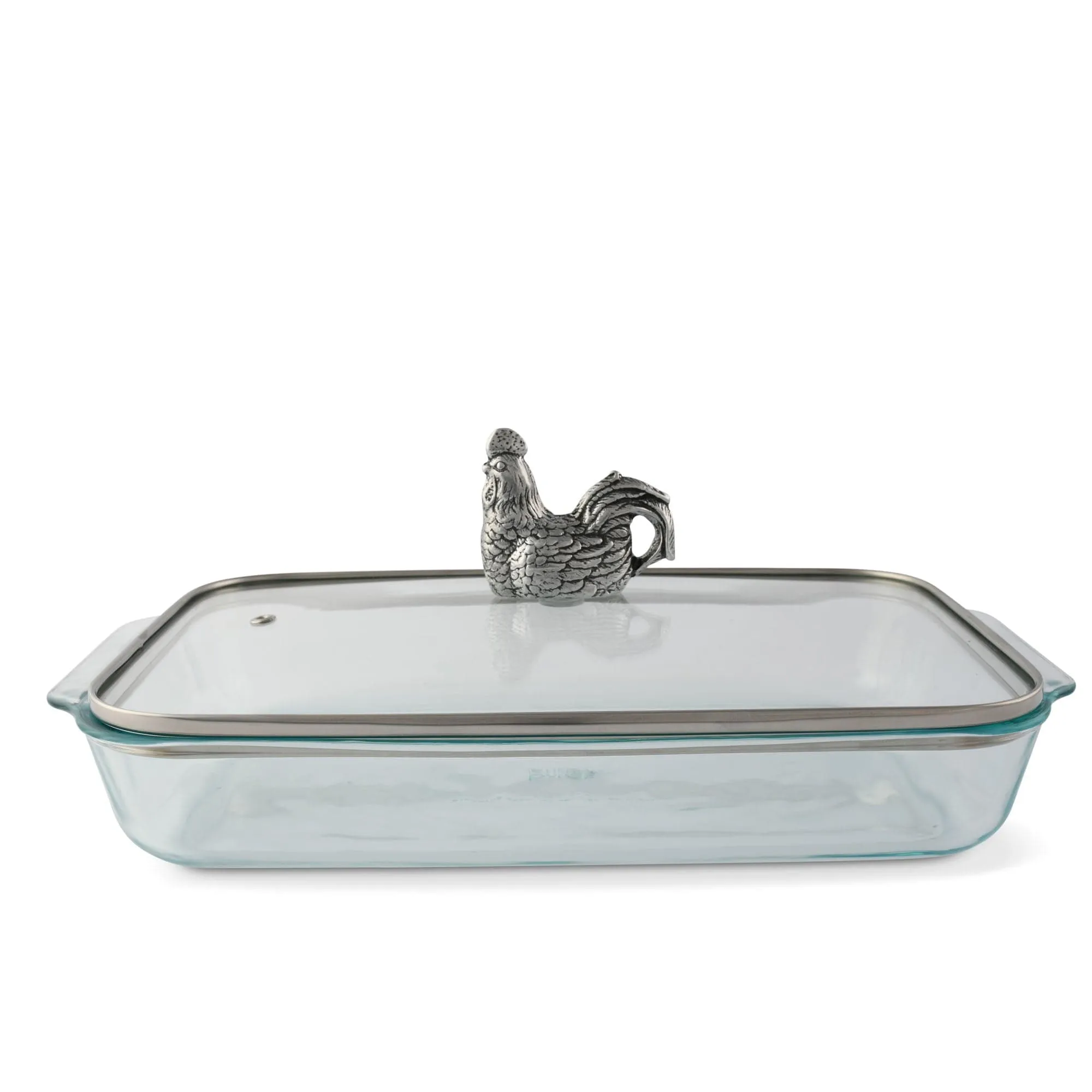 Rooster Lid with Pyrex 3 quart Baking Dish