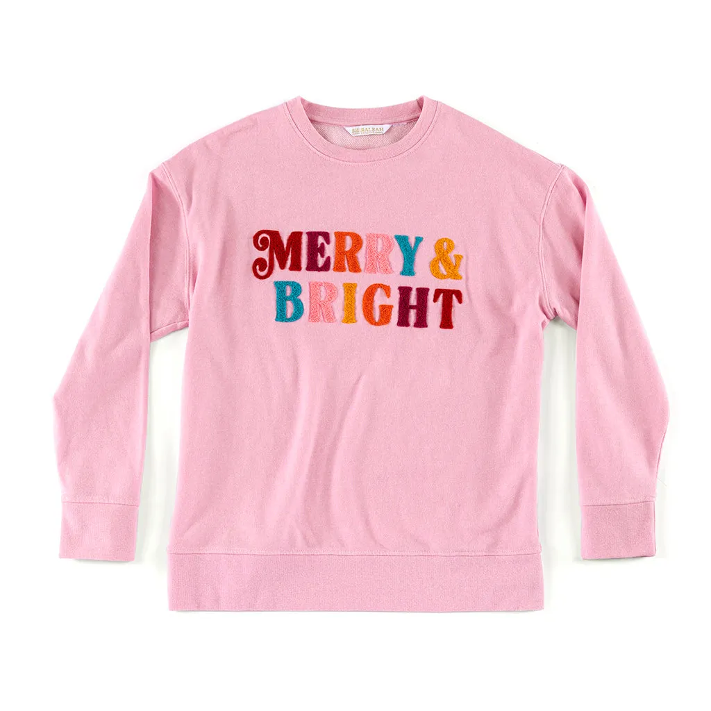 Shiraleah "Merry & Bright" Holiday Sweatshirt, Pink