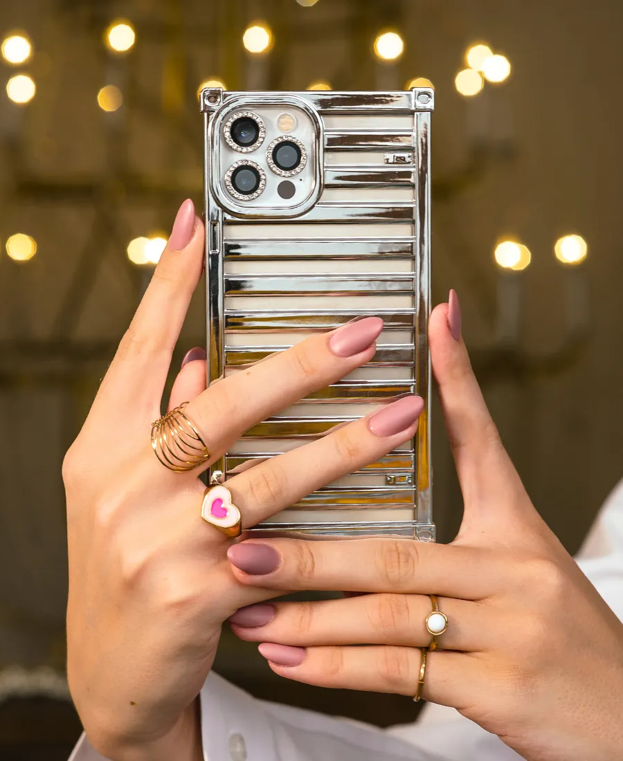 Silver Metallic Boxy Phone Case