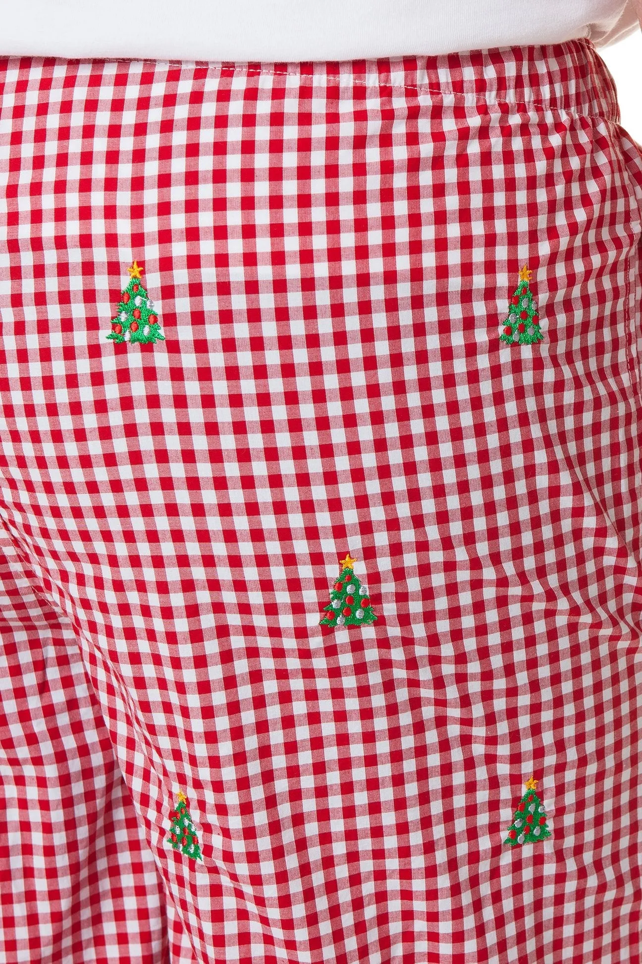 Sleeper Pant Wide Gingham Red with Christmas Tree