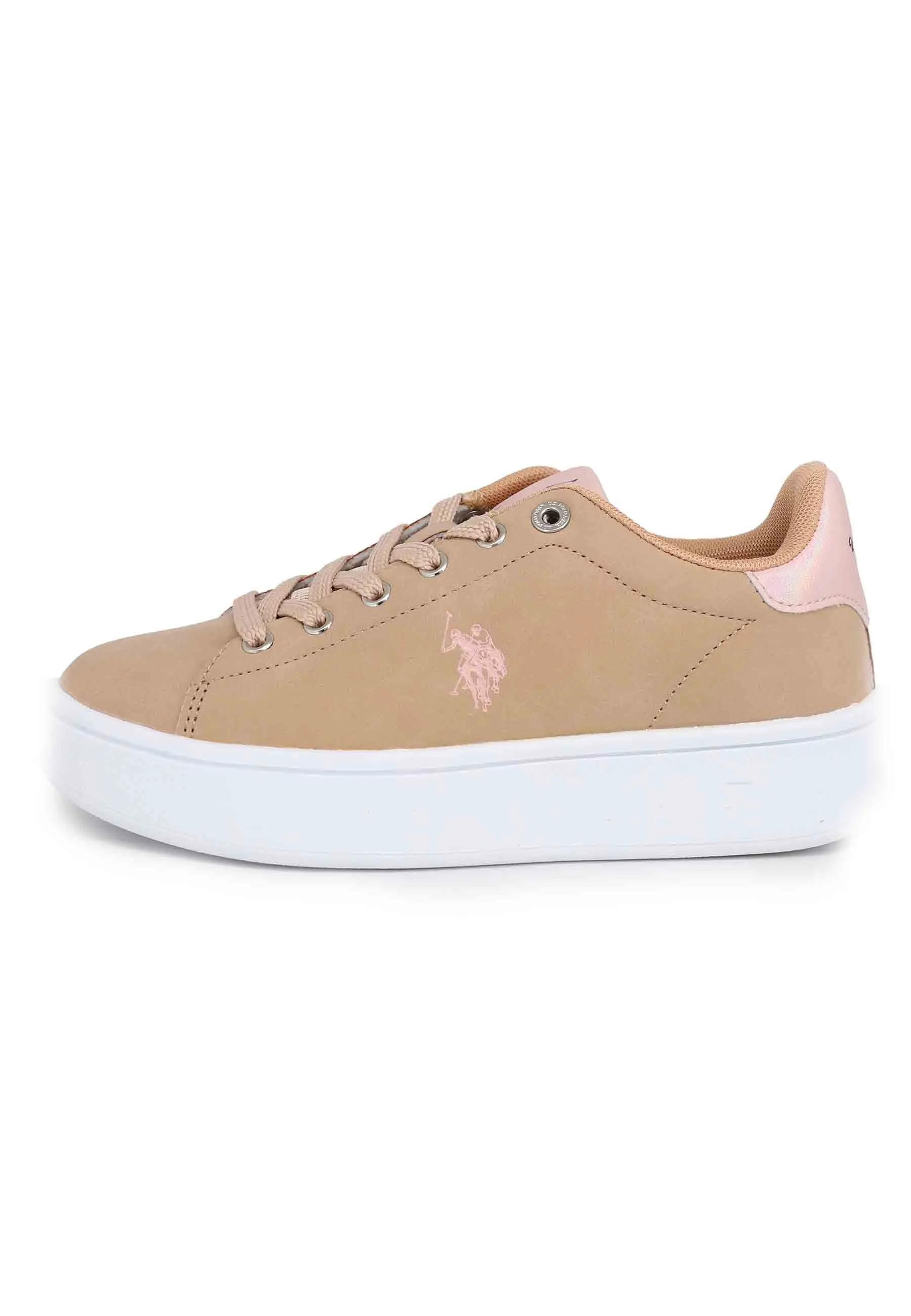 Sneakers donna in ecopelle nude