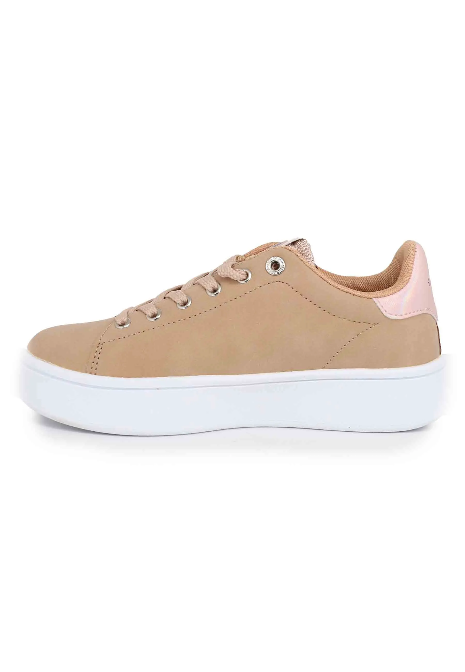 Sneakers donna in ecopelle nude