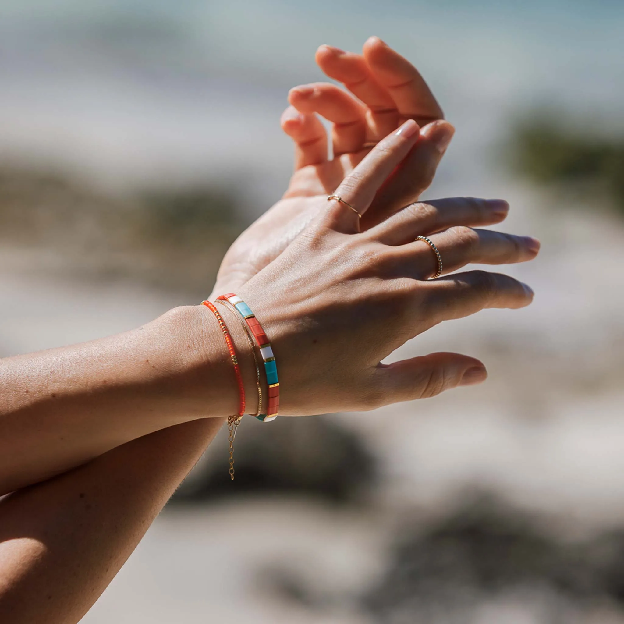 Tangiers Orange Beaded Bracelet