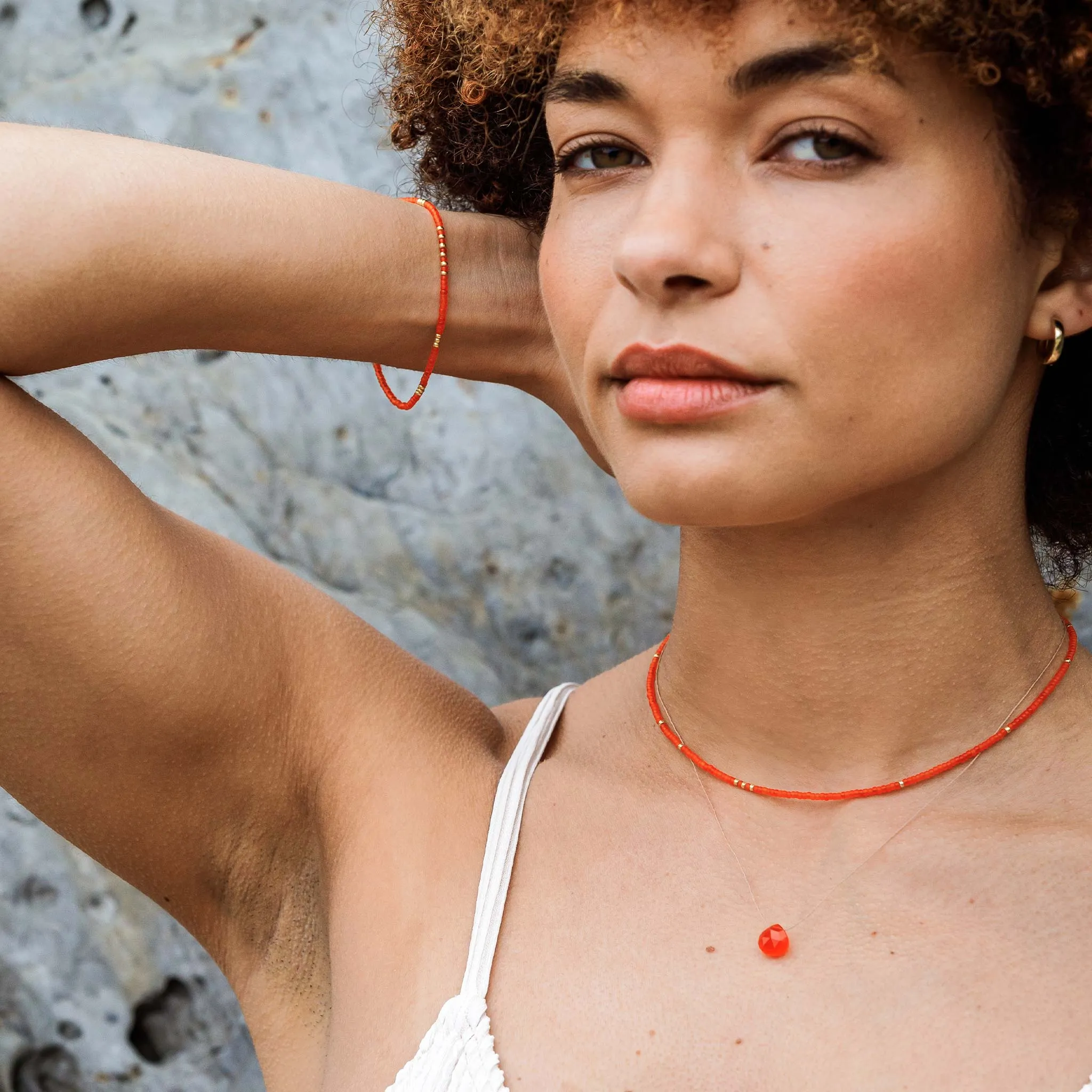 Tangiers Orange Beaded Bracelet